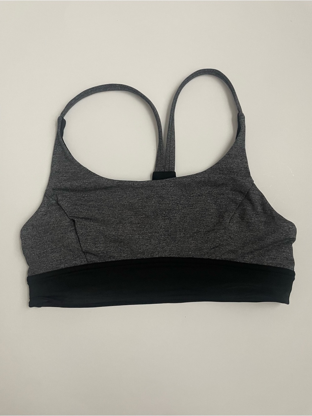 Lululemon Heathered Gray Black Racerback Sports Bra Medium